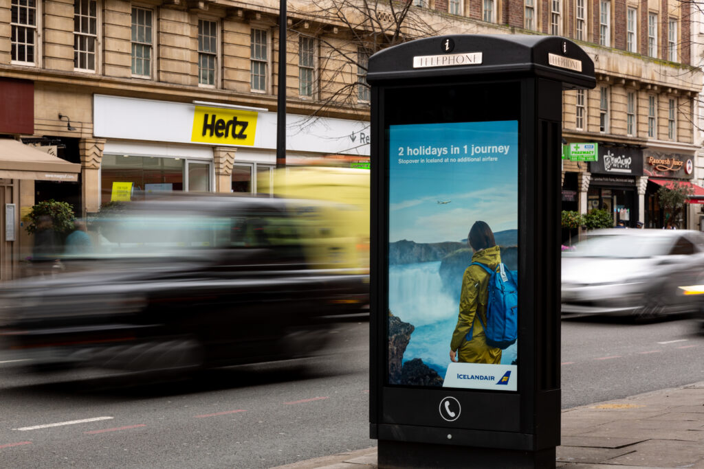 Digital outdoor advertising display in an urban location